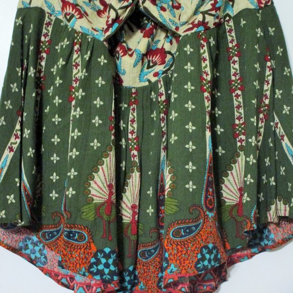 Farm Rio Floral Peacock Green Mixed Print Halter Top Blouse Sz P NWT - Picture 3 of 9
